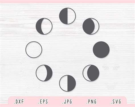 Moon Phases Svg Dxf  Png Eps Moon Phase Vector Moon Etsy Dxf