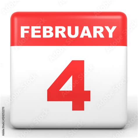 February 4 Calendar On White Background Stock Illustration Adobe Stock