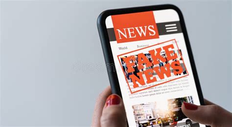 Online Fake News On A Mobile Phone Close Up Of Woman Reading Fake News Hoax Or Articles In A