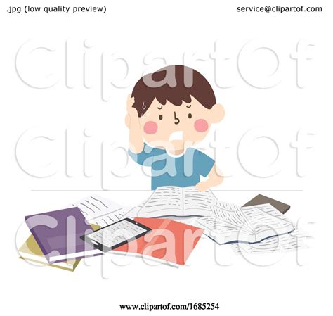 Kid Boy Books Cramming Study Illustration By Bnp Design Studio 1685254