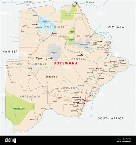 Detailed Political And Administrative Map Of Botswana