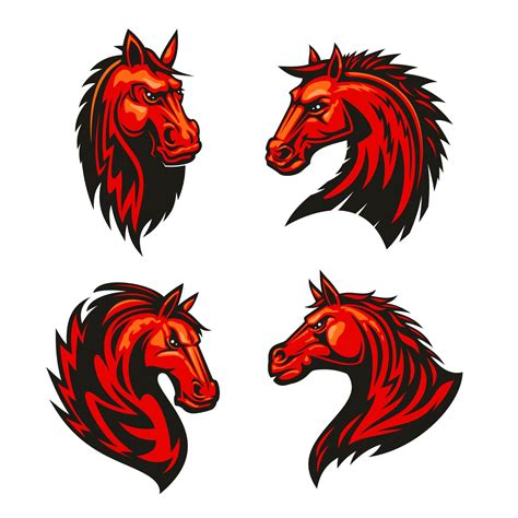 Fire Horses Mascots With Tribal Flame Ornaments 11674670 Vector Art At