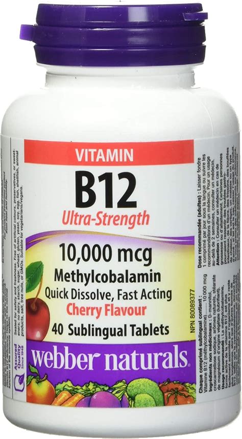 Webber Naturals Vitamin B12 10000 Mcg Ultra Strength 40 Count