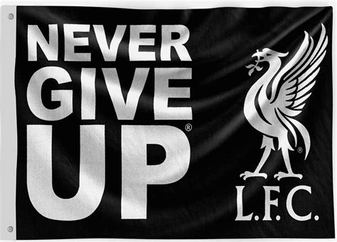 Liverpool Fc Large Black Never Give Up 5ft X 3ft Football Club Mast