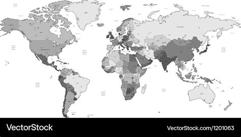 China Marked By Blue In Grey World Political Map Vect
