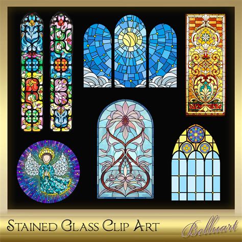 Stained Glass Clip Art Colored Glass Church Window Etsy