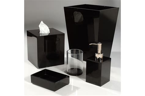 With lotion dispenser, toothbrush holder, tumbler cup. Mike and Ally Black Ice Bath Accessories | Bloomingdale's