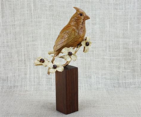 Cardinal Bird Wood Carving Hand Carved Bird Bird Sculpture Etsy