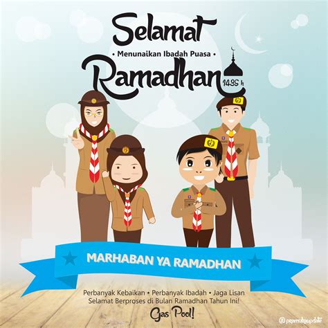 Selamat Menunaikan Ibadah Puasa Ramadhan Pramuka Ilustrasi Karakter