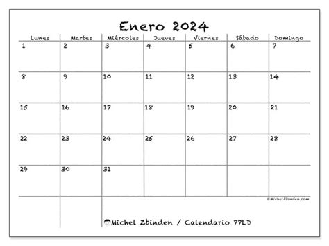 Calendario Enero 2024 Tiza Ld Michel Zbinden Pa