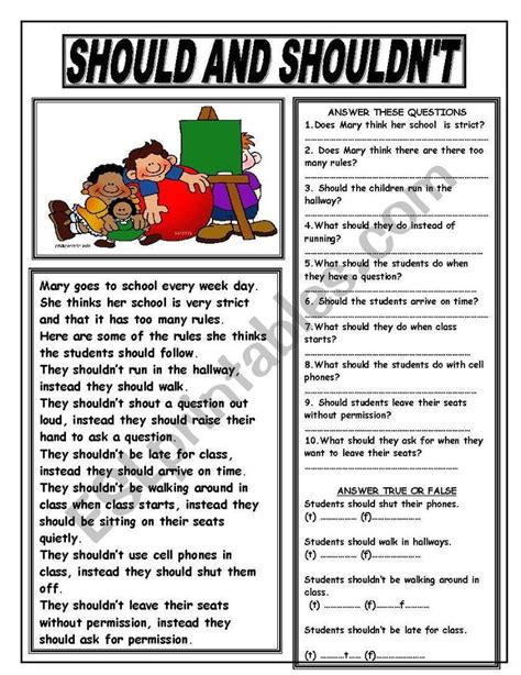 Should And Shouldn´t Esl Worksheet By Giovanni Reading