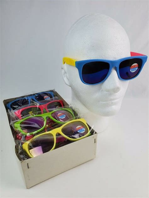 1980 s vintage 11 pairs neon sunglasses tri colored mirrored lenses rubber uv500 ebay neon