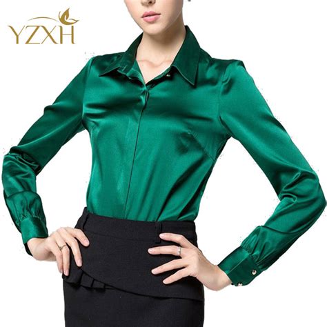 Buy S Xxxl Women Fashion Silk Satin Blouse Button