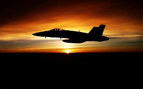 Wallpaper Sunset Sky Silhouette Airplane Sunrise Military