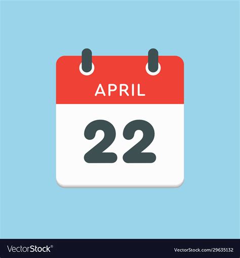 Calendar Day 22 April Days Year Royalty Free Vector Image
