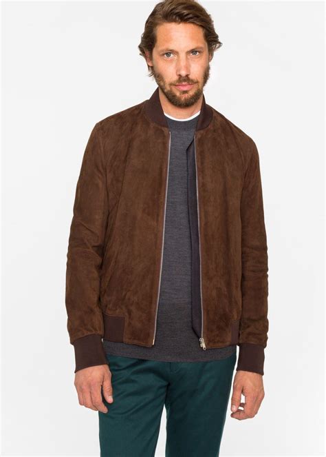 Lyst Paul Smith Mens Brown Suede Bomber Jacket In Brown For Men