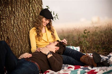 Southern Engagement With Couple Cuddling Under A Tree Footstone
