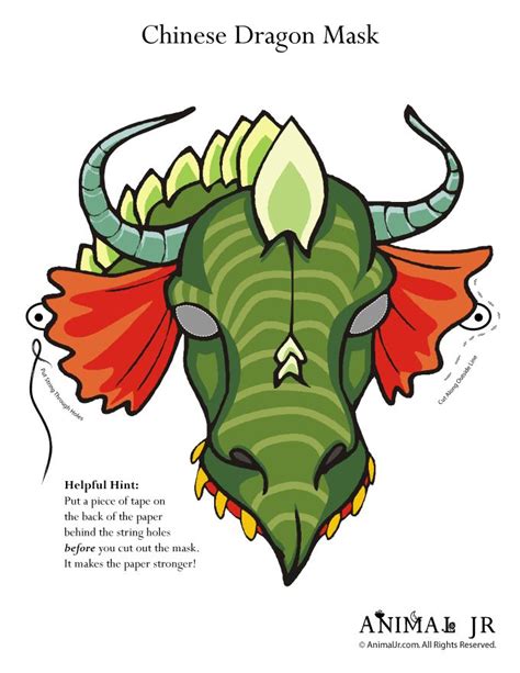 Free printable chinese dragon pattern. Chinese New Year Printable Craft: Dragon Animal Masks ...