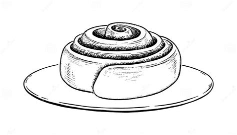 Vector Illustration Of Cinnamon Roll On Plate Stock Vector
