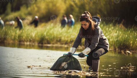 A Person Participating In A Local Community Clean Up Event Picking Up Litter And Helping To