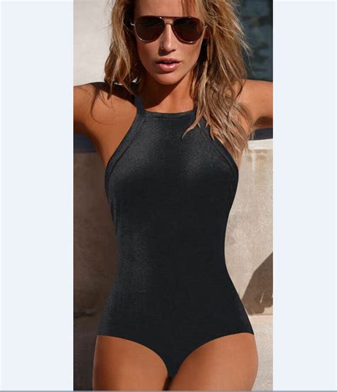 New Hot Sale Black Luxury High Neck Swimwear Sexy Women One Piece