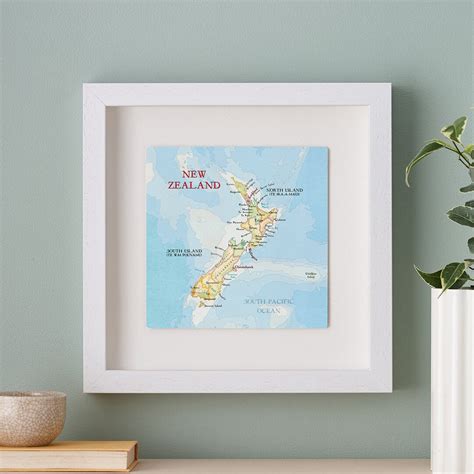 New Zealand Map Wall Art Print Framed Travel T For A Couple 3d