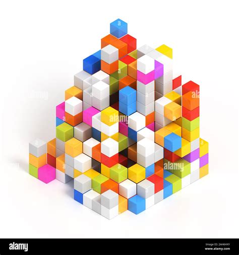 Business Concept 3d Multicolor Cubes Render On White Background Stock