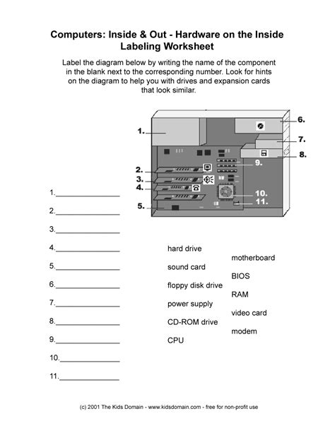 12 Label Computer Parts Worksheet