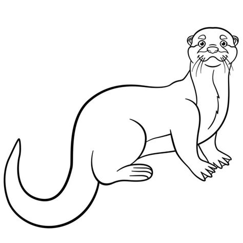 Kleurplaten. Kleine schattige baby otter glimlacht — Stockvector © ya