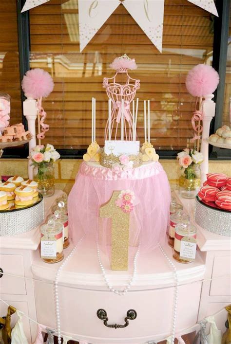 Karas Party Ideas Glitter Gold Pink Princess 1st Birthday Party Via