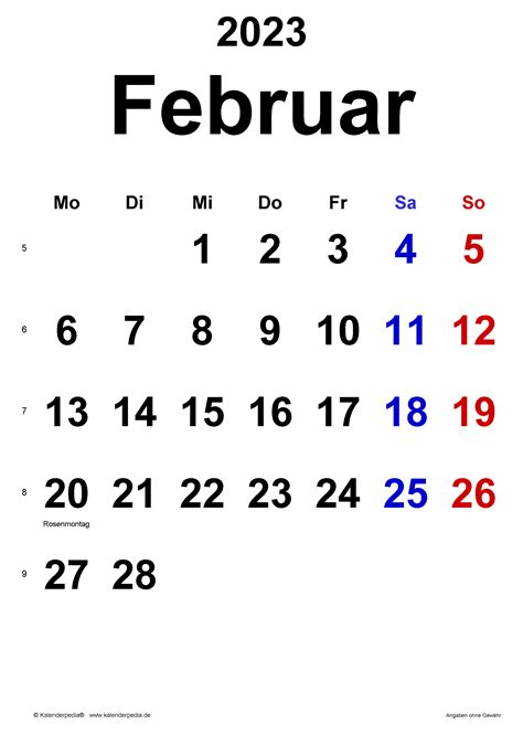 Kalender Februar 2023 Als Pdf Vorlagen