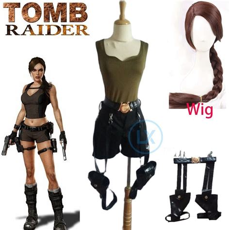 Tomb Raider Lara Croft Cosplay Costume With Bag Halloween Cosplay