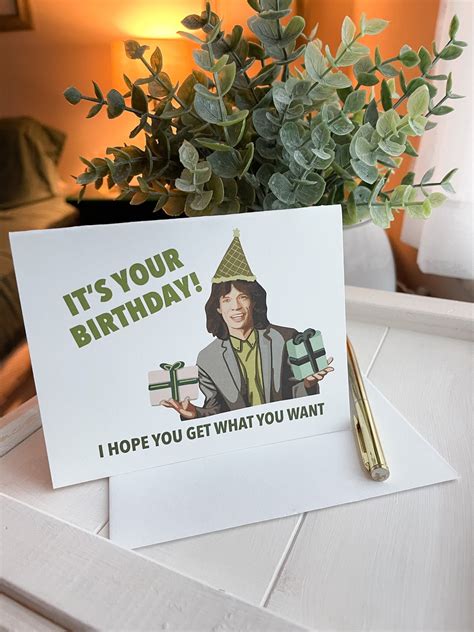 The Rolling Stones Birthday Card Mick Jagger Punny Etsy