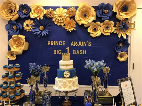 Paper Flowers Done With Royal Blue And Gold Cardstock Goes Well For A