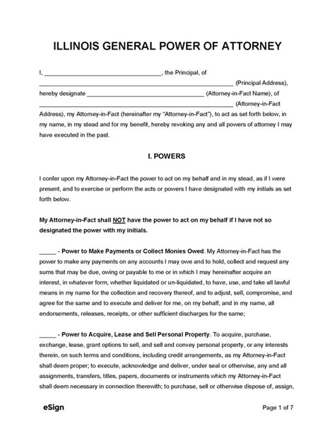 Free Illinois General Power Of Attorney Form Pdf Word