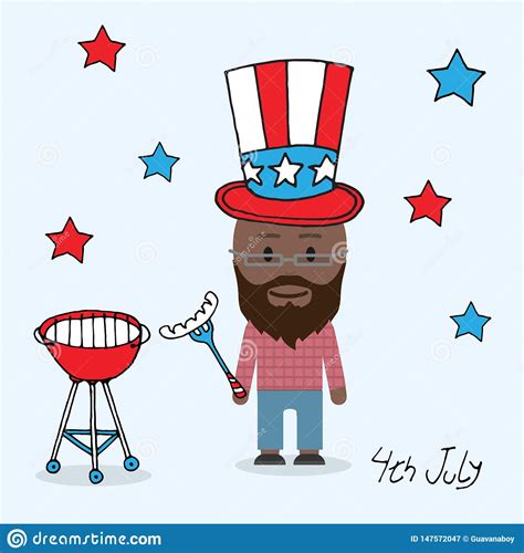 4th july male character stock illustration. Illustration of presenting