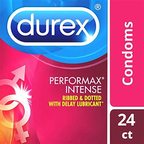 Condoms Ultra Fine Ribbed Dotted With Delay Lubricant Durex Performax Intense Natural Latex