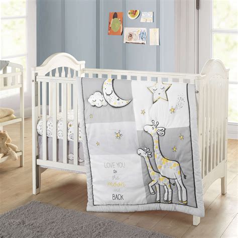 Nanshing Grazing Giraffes 3 Piece Baby Nursery Crib Bedding Set Grey