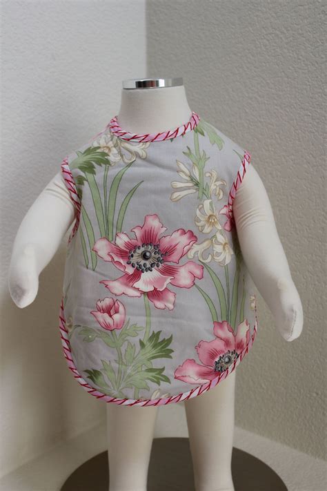 Pink Floral Baby Bib Large Bapron Terry Cloth Backing Etsy