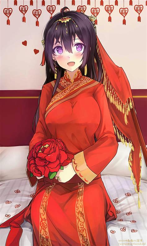 1080p Free Download Anime Anime Girls Miyaura Sanshio Chinese Dress Long Hair Purple Eyes