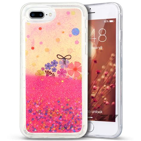 Iphone 7 7 Plus Case Zv Glitter Star Design W Flowing Glitter