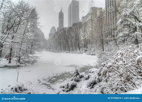 Winter Storm Central Park New York City Stock Photo Image Of