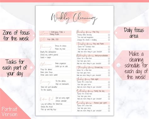 Editable Cleaning Schedule Flylady Daily Routine Cleaning Checklist