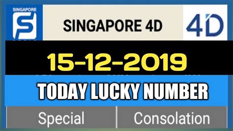 Malaysia live 4d results for sports toto, magnum 4d, pan malaysia 1+3d, 6d ( da ma cai), sabah lotto 4d88, sarawak cash sweep & sandakan 4d. 15-12-2019 SINGAPORE 4D LUCKY NUMBER PREDICTION|MAGNUM ...