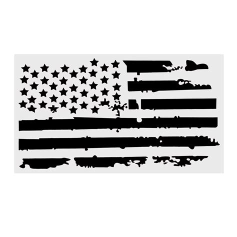 American Flag Distressed Black And Gray Vinyl Hood Wrap Bonnet Decal