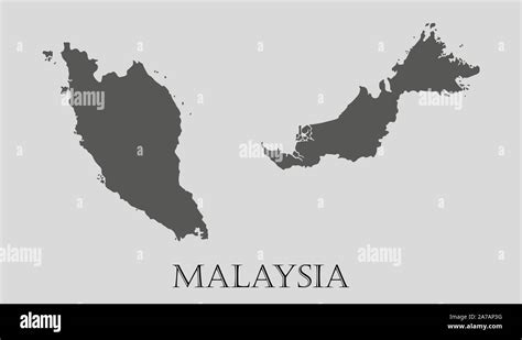 Gray Malaysia Map On Light Grey Background Gray Malaysia Map Vector