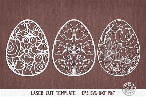 Svg Set Of Flower Easter Eggs For Laser Cutting Cricut