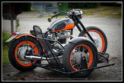 1952 Triumph T 100 Hardtail Custom With Open Passenger Sidecar Side