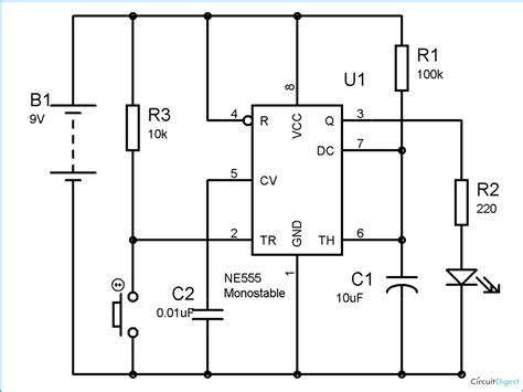 Schematic 555 Timer Circuit Diagram Lm555 Electronics Schematic