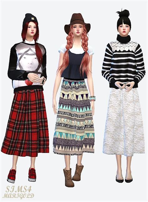 My Sims 4 Blog Long Flared Skirts By Sims 4 Marigold